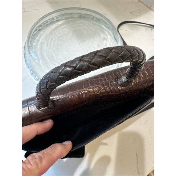 Brighton Crossbody Organizer Purse/Wallet Leather Brown And Black Alligator - Picture 15 of 16